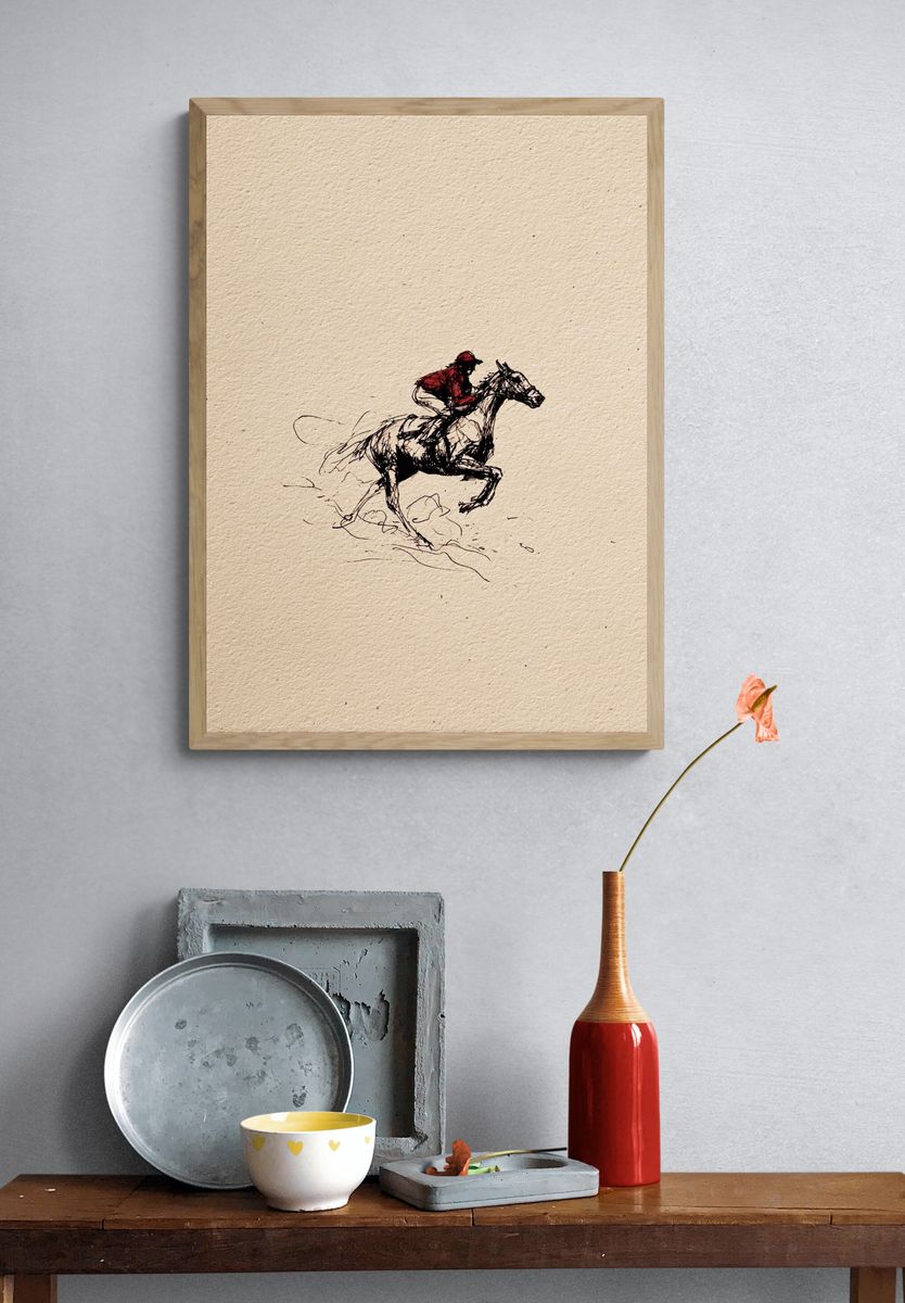 Horse Rider Sketch Print. — room view 3