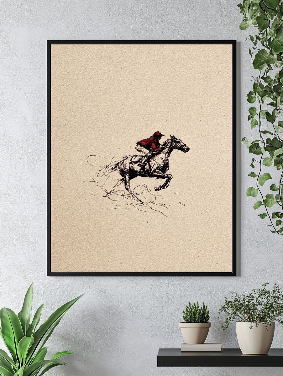 Horse Rider Sketch Print. — room view 4
