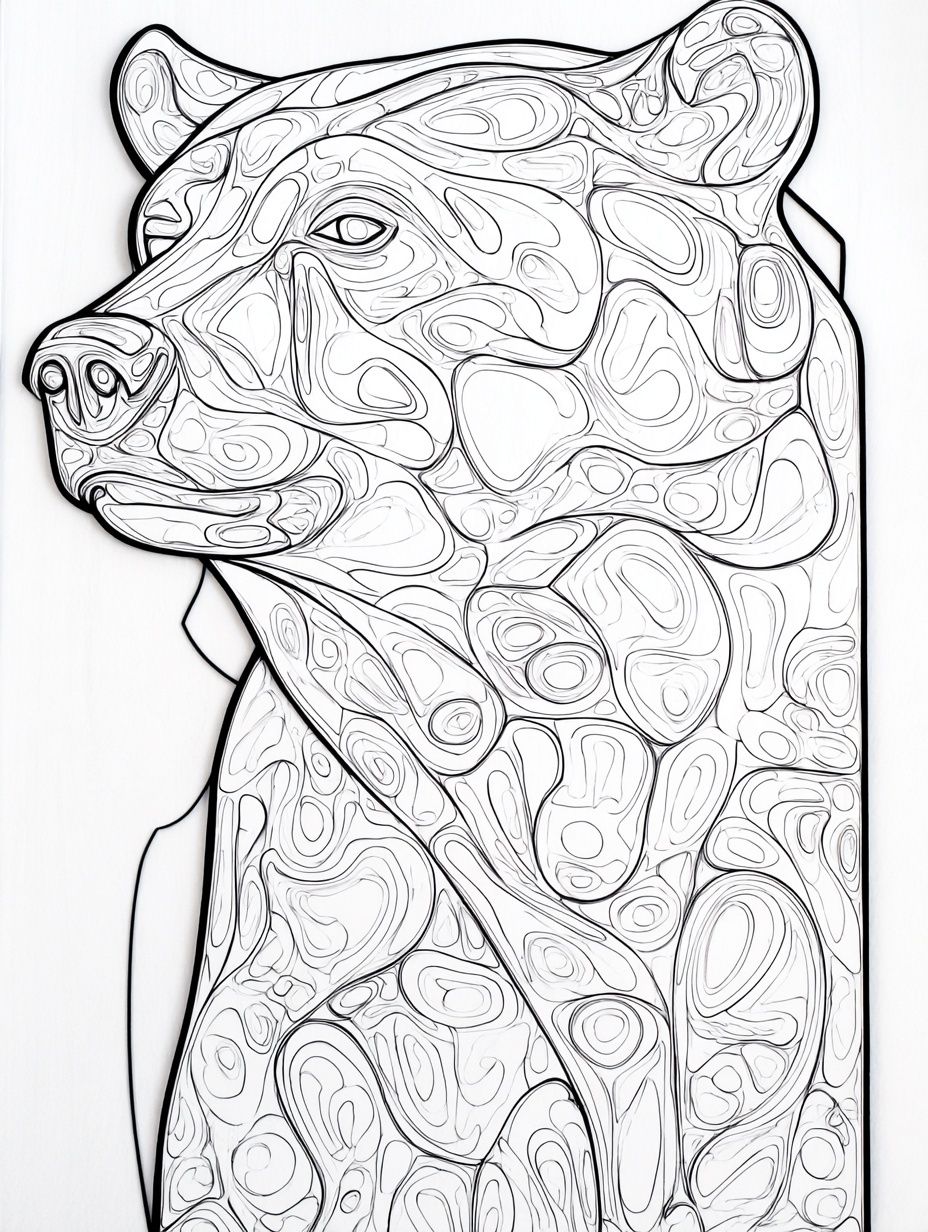 Abstract Bear Line Art Poster. poster detail