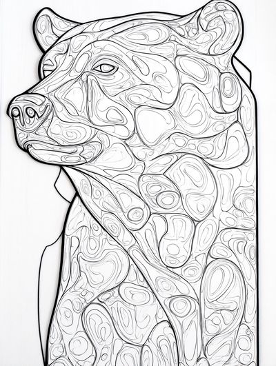 Abstract Bear Line Art Poster. poster print