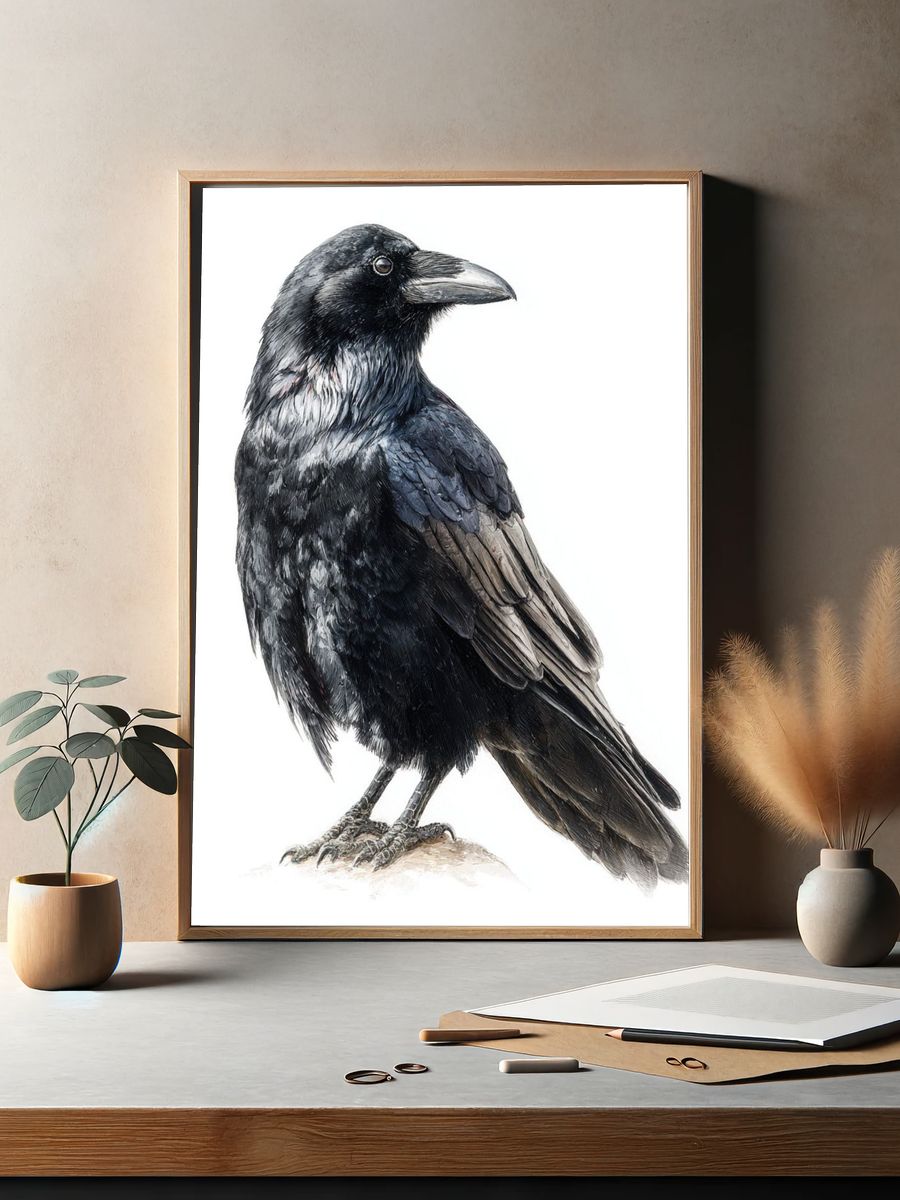 Raven Portrait Illustration Poster. — room view 2