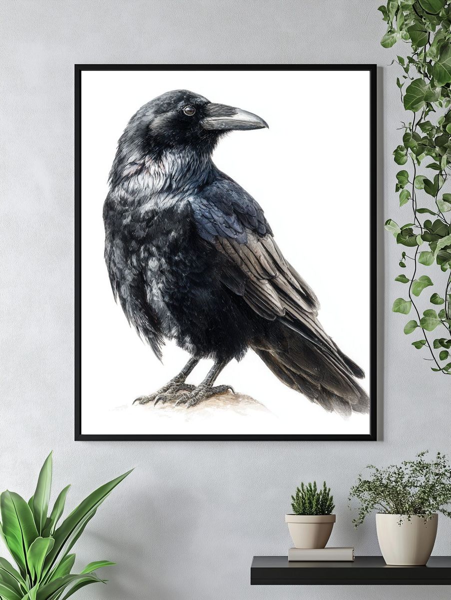 Raven Portrait Illustration Poster. — room view 4