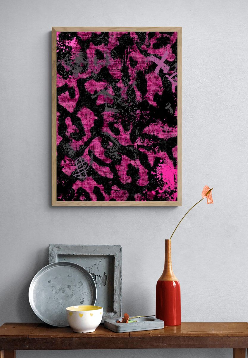 Pink Leopard Print Abstract Poster. — room view 3