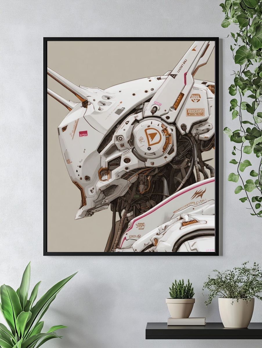 Mecha Wolf Head Illustration Poster. — room view 4