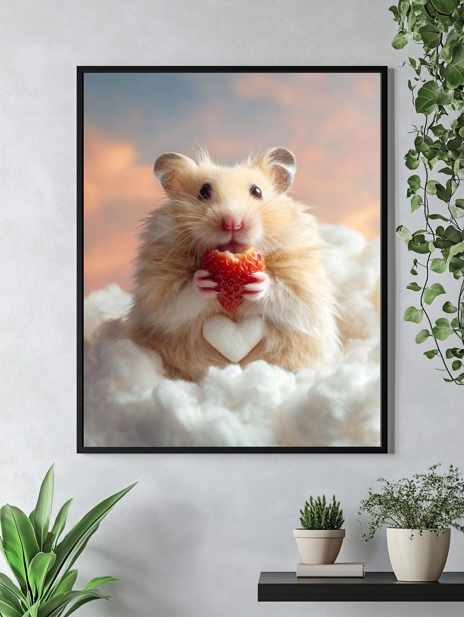 Hamster with Strawberry Heart Poster. — room view 4