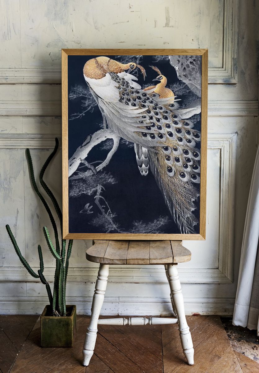Two peacocks tree vintage design. — room view 1