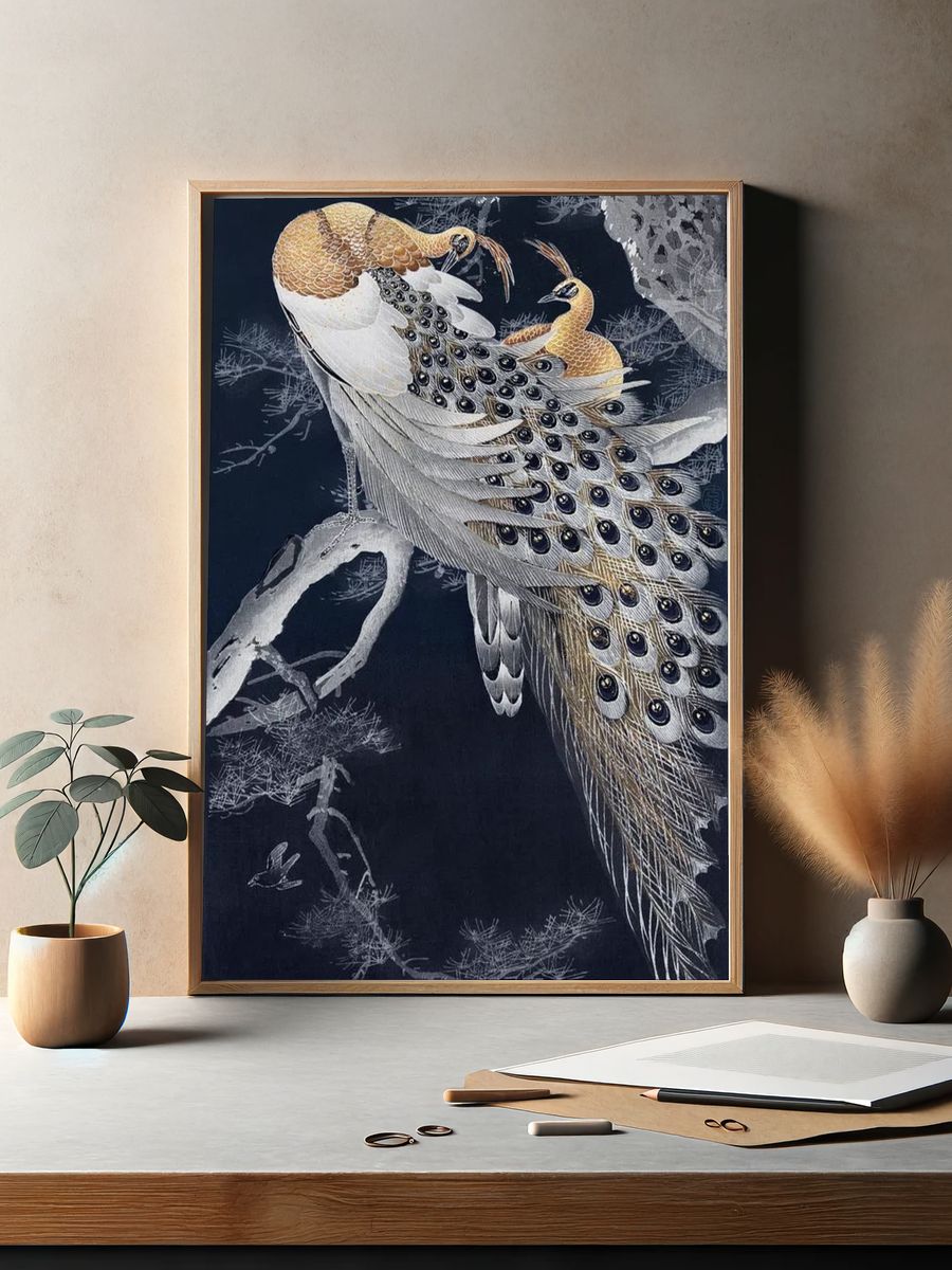 Two peacocks tree vintage design. — room view 2