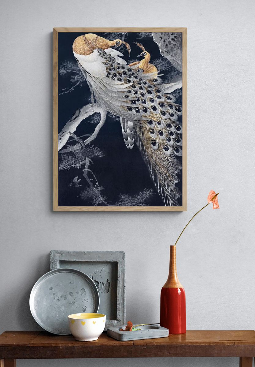 Two peacocks tree vintage design. — room view 3
