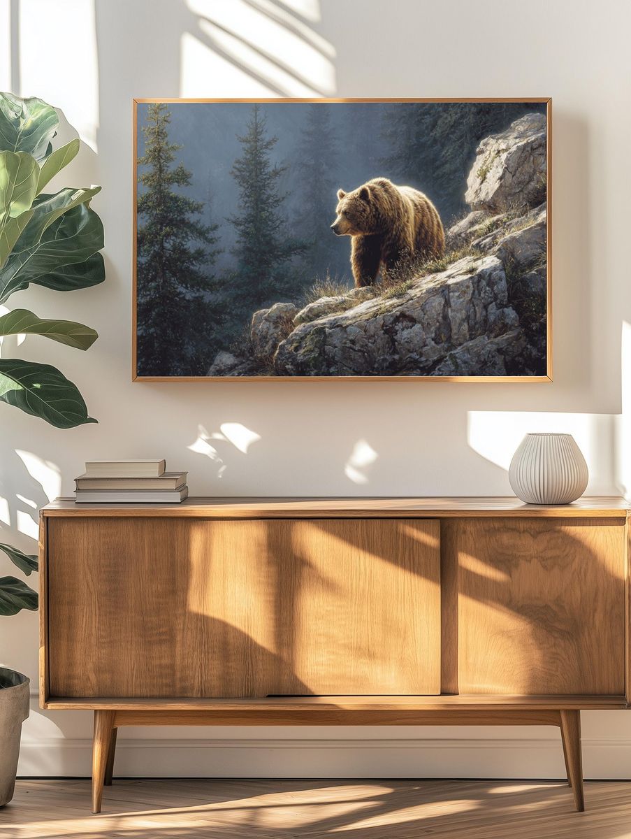 Grizzly Bear on Rocky Cliff Print. — room view 3