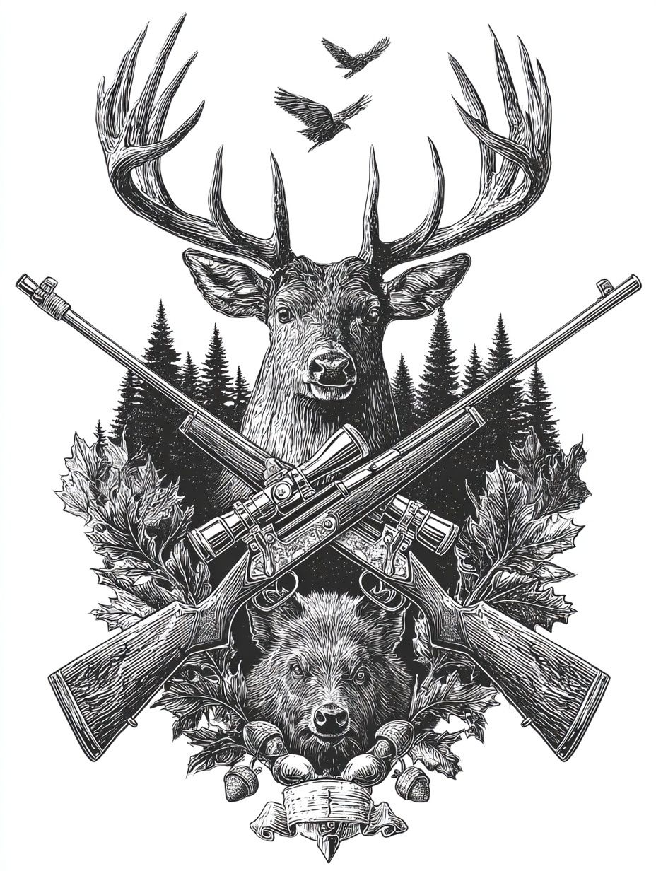 Hunting Trophy Ink Poster. poster detail
