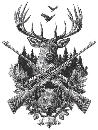 Hunting Trophy Ink Poster. poster print