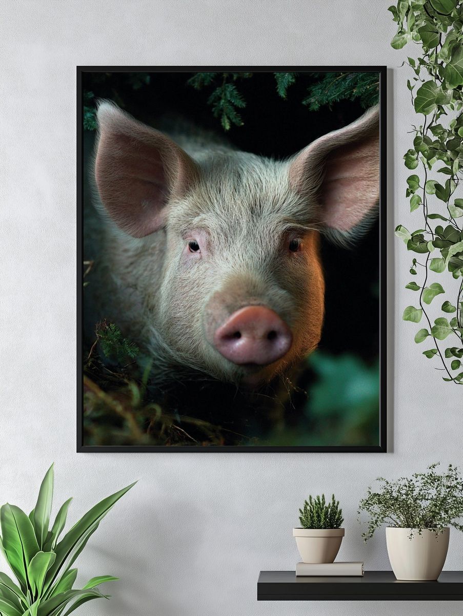 Forest Pig Portrait Photography Poster. — room view 4