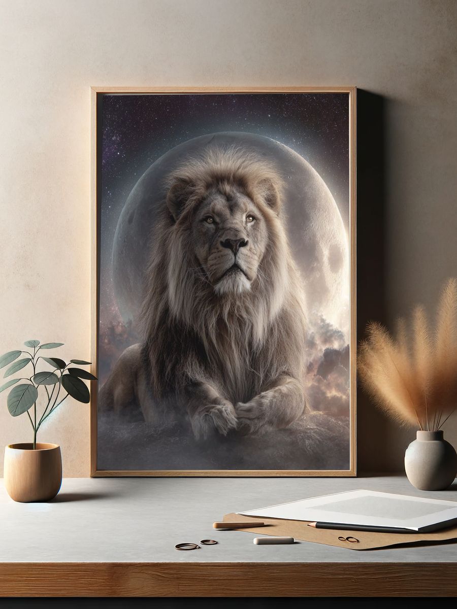 Celestial Lion Portrait Poster. — room view 2