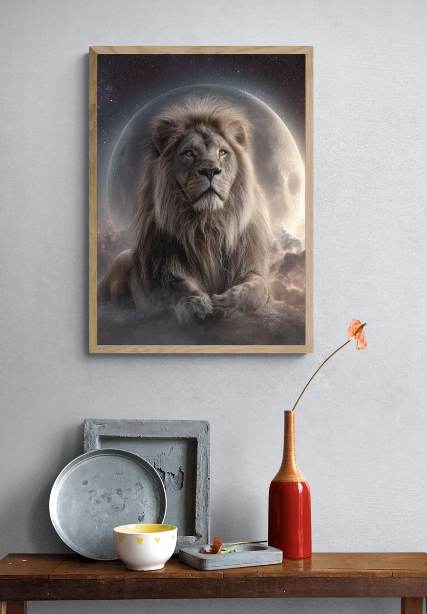 Celestial Lion Portrait Poster. — room view 3