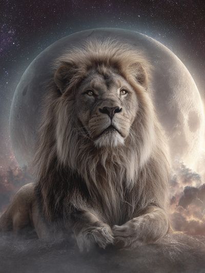 Celestial Lion Portrait Poster. poster print