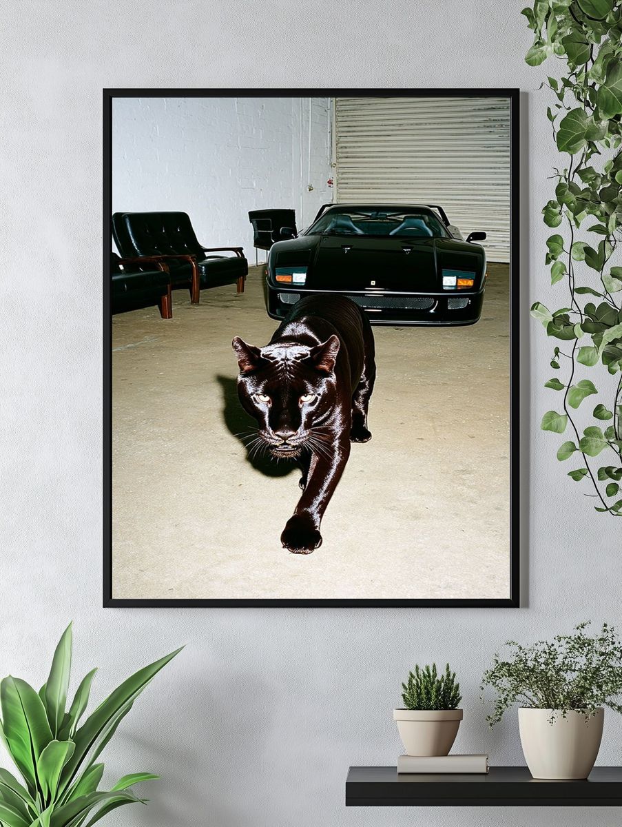 Black Panther Garage Portrait Poster. — room view 4