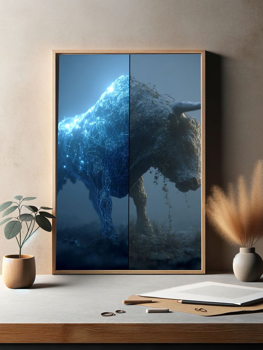 Cyber Bull Split-Screen Poster. — room view 2