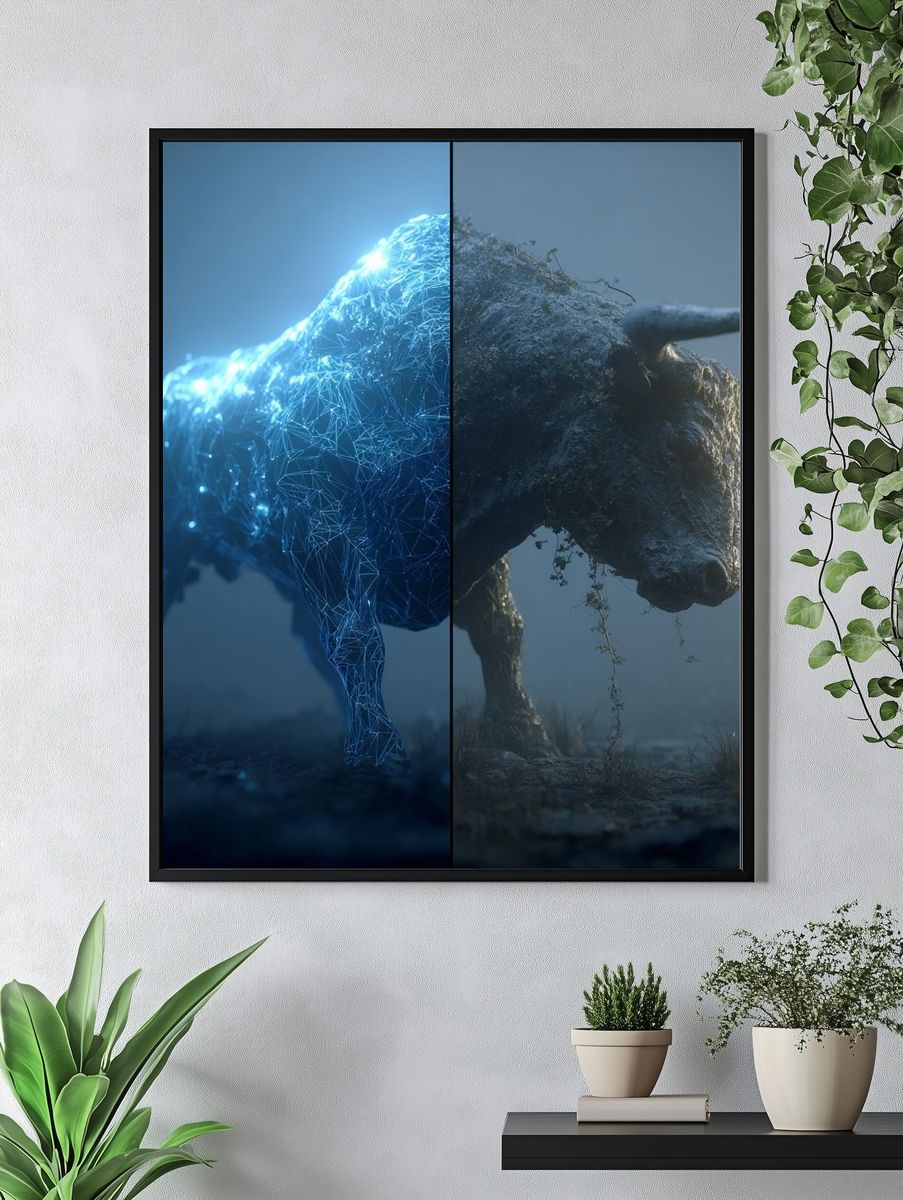 Cyber Bull Split-Screen Poster. — room view 4