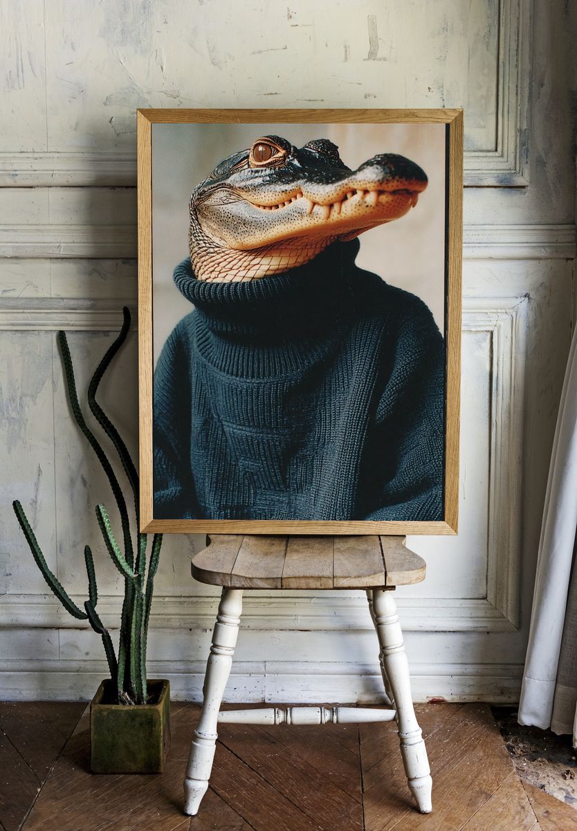 Alligator Portrait Photography Poster. — room view 1