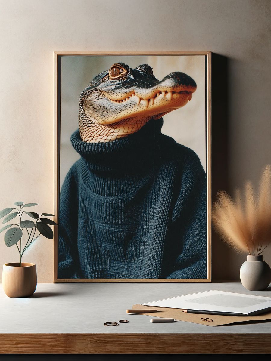 Alligator Portrait Photography Poster. — room view 2