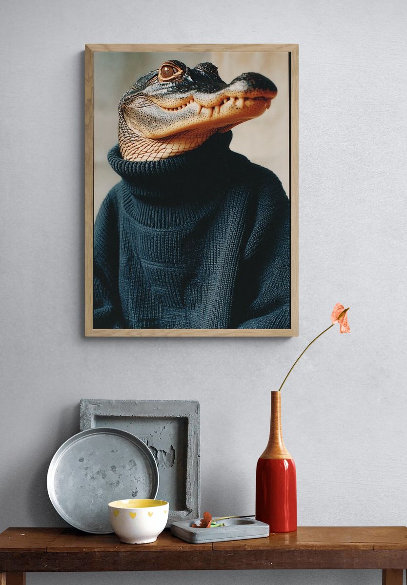 Alligator Portrait Photography Poster. — room view 3