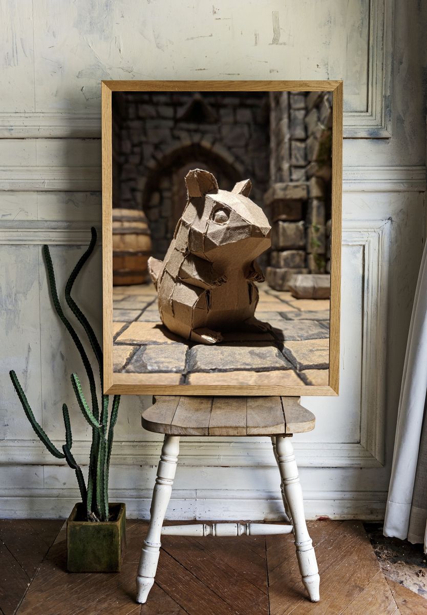 Cardboard Squirrel Photography Poster. — room view 1