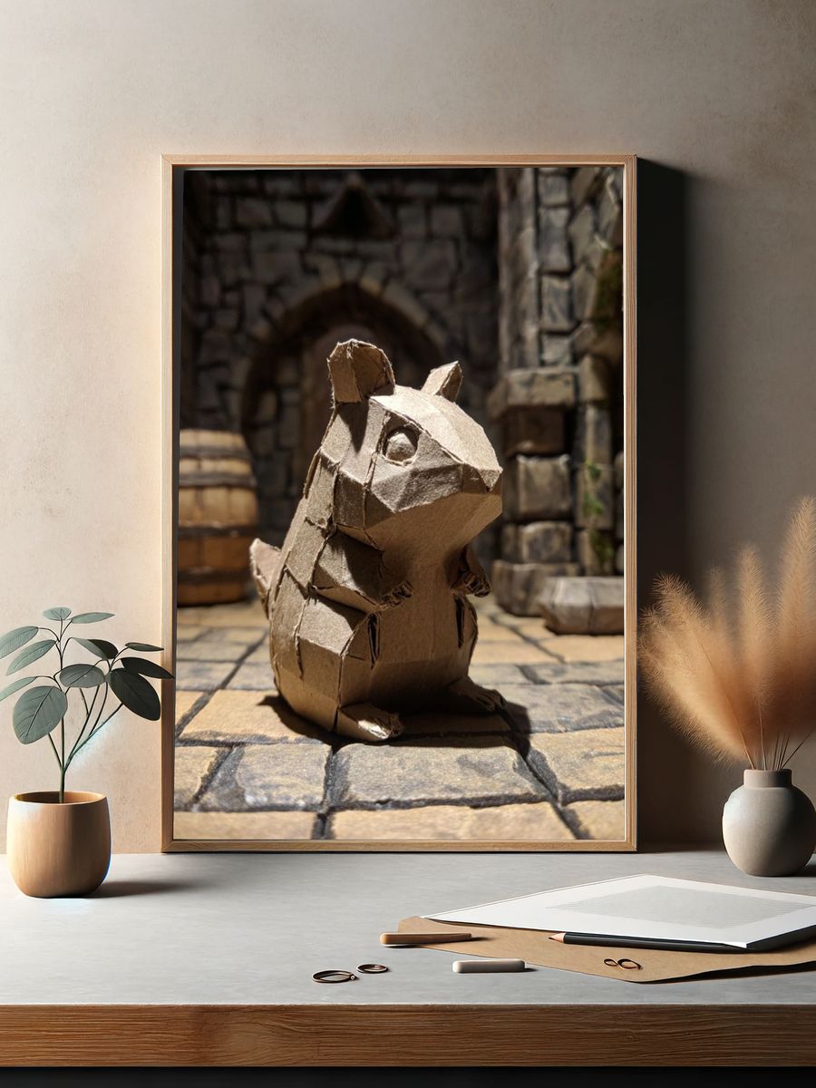Cardboard Squirrel Photography Poster. — room view 2