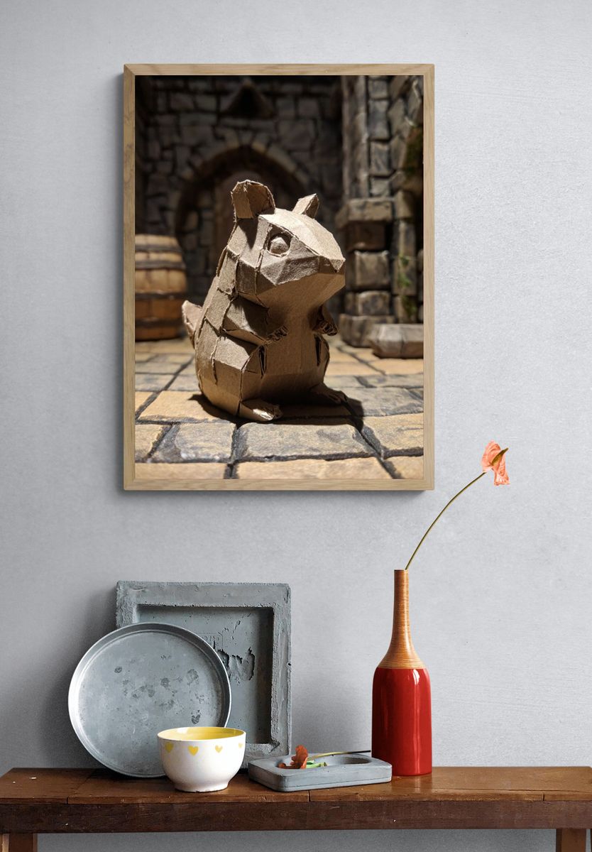 Cardboard Squirrel Photography Poster. — room view 3