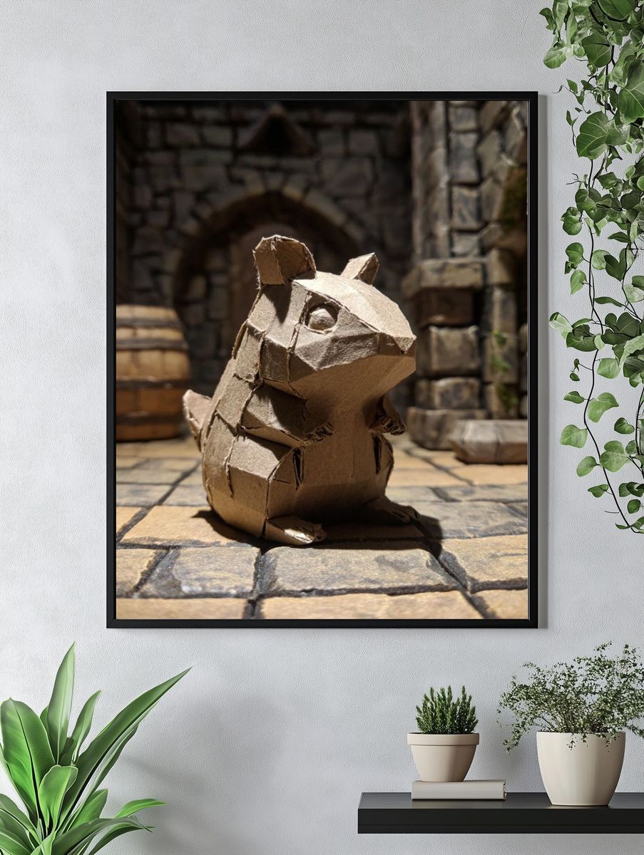 Cardboard Squirrel Photography Poster. — room view 4
