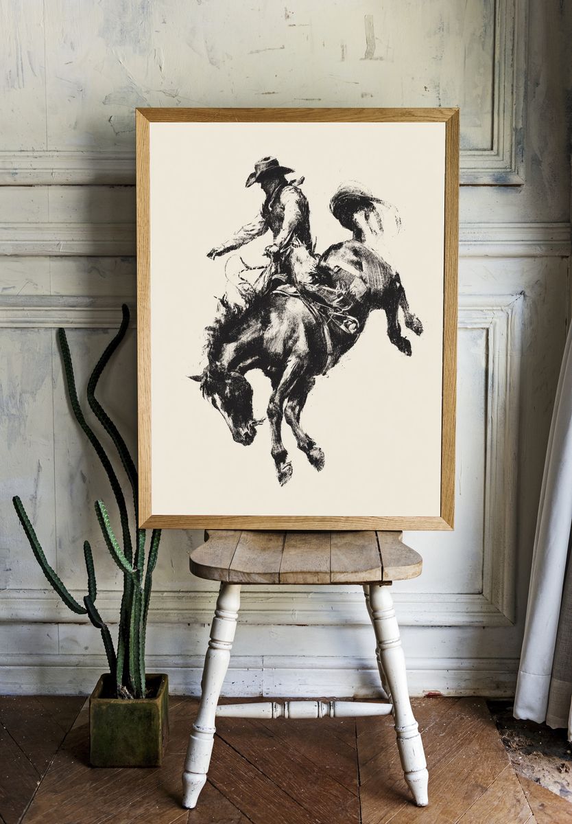 Bucking Bronco Ink Poster. — room view 1