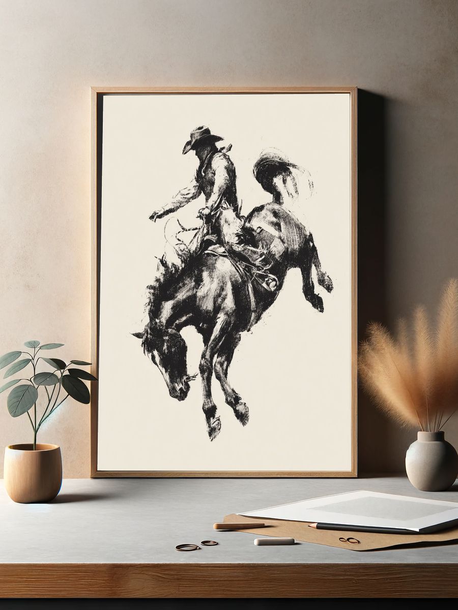 Bucking Bronco Ink Poster. — room view 2