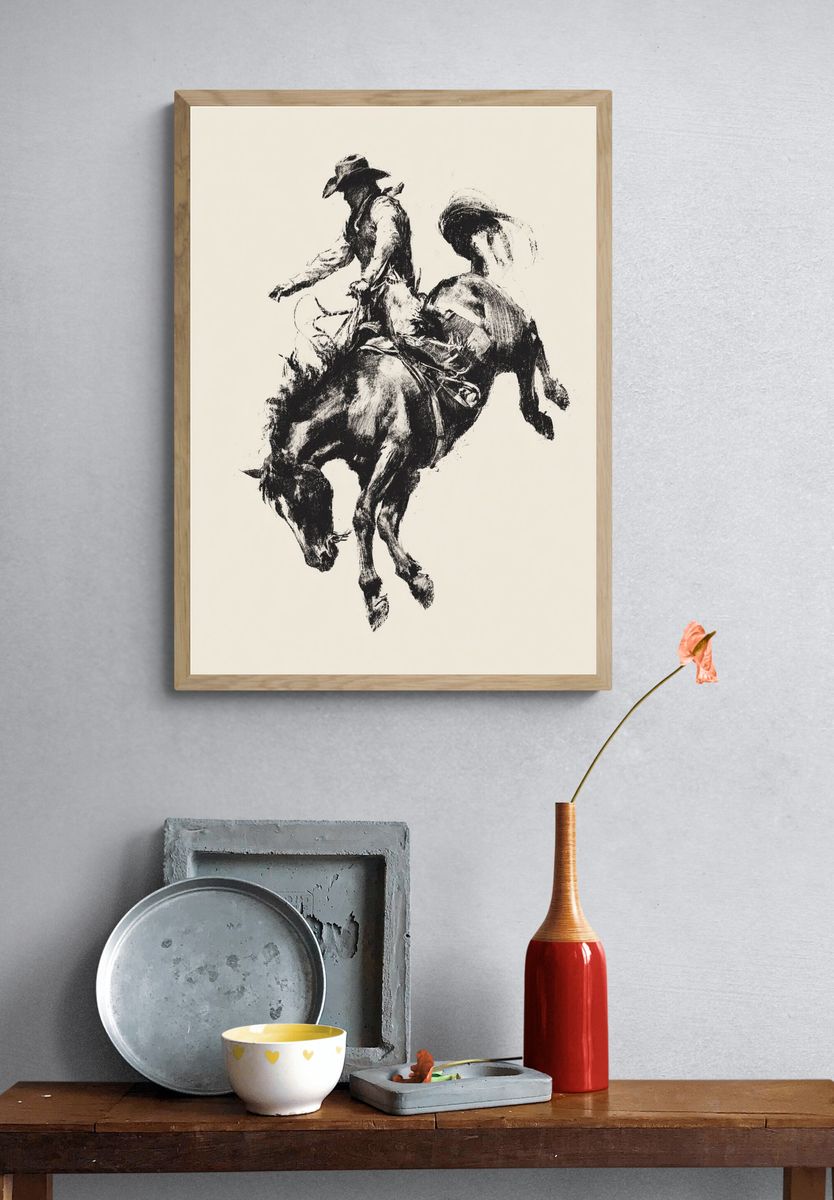 Bucking Bronco Ink Poster. — room view 3