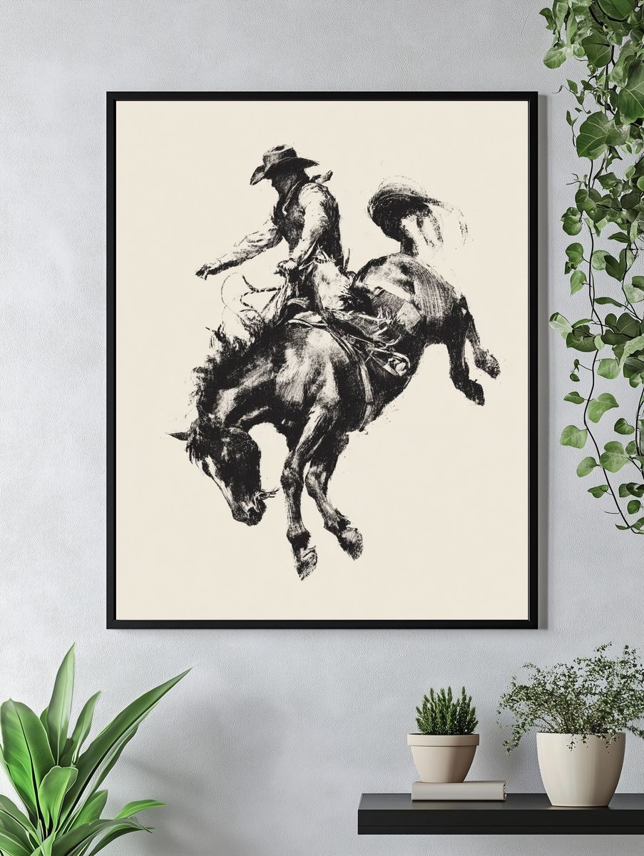 Bucking Bronco Ink Poster. — room view 4