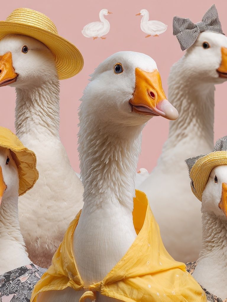 Fashion Ducks Illustration Poster. poster — animals art
