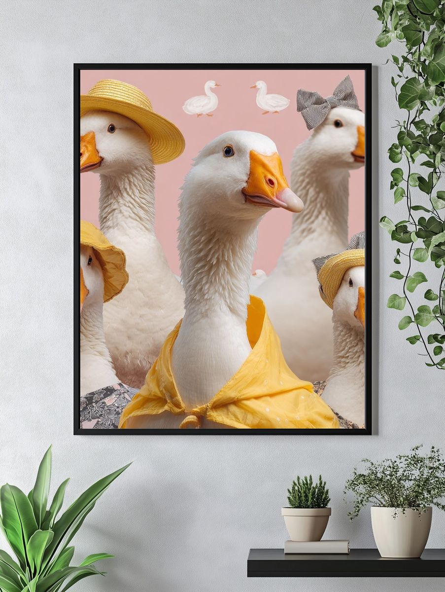 Fashion Ducks Illustration Poster. — room view 4
