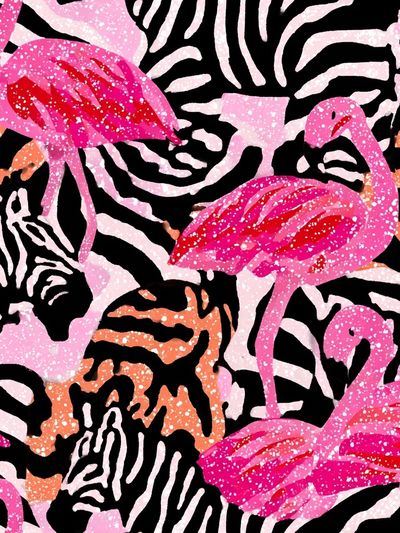 Flamingo Zebra Pattern Print. poster