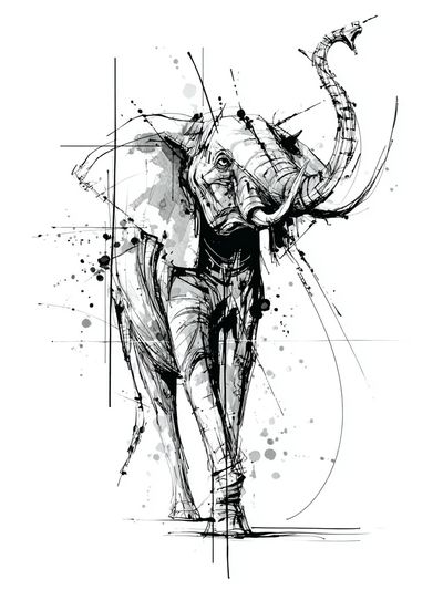Abstract Elephant Ink Poster. poster print