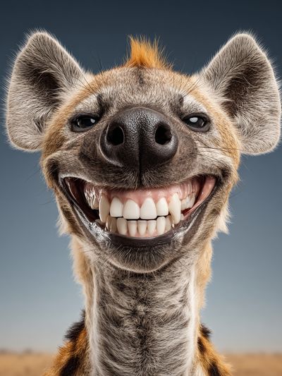 Smiling Hyena Portrait Poster. poster print