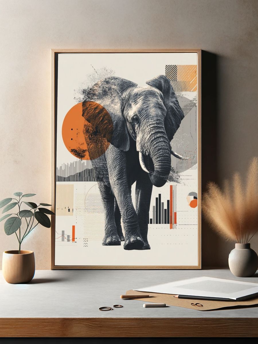 Elephant Geometric Illustration Poster. — room view 2
