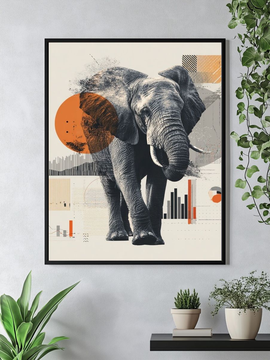 Elephant Geometric Illustration Poster. — room view 4
