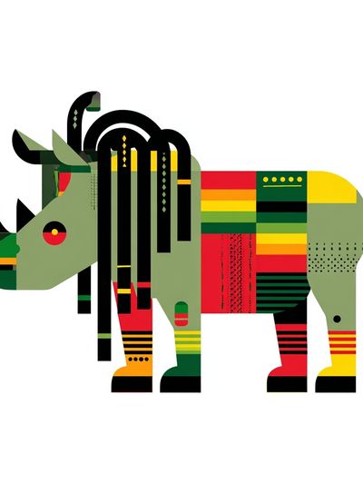 Geometric Rhino Illustration Poster. poster print