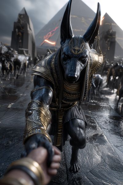Anubis Pyramid Scene Fantasy Poster. poster print