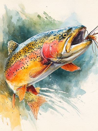 Rainbow Trout Watercolor Print. poster print
