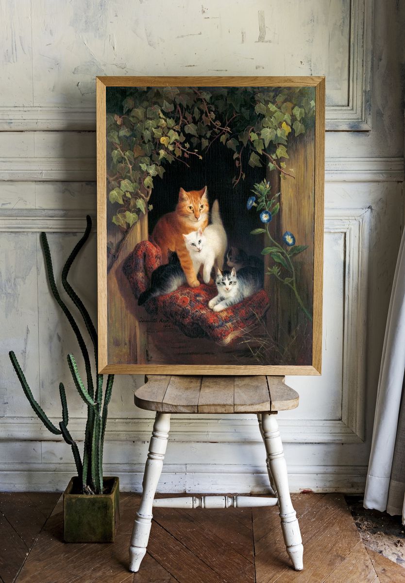 Cat Kittens (1844) painting high. — room view 1