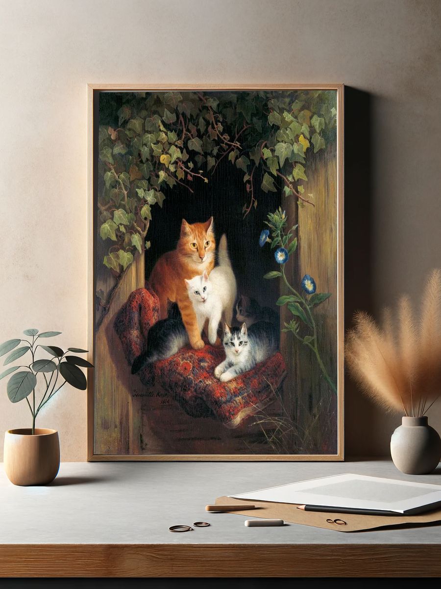 Cat Kittens (1844) painting high. — room view 2