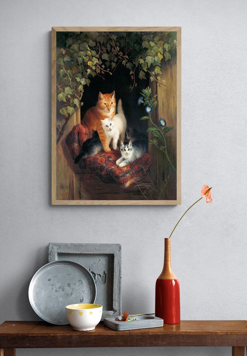 Cat Kittens (1844) painting high. — room view 3