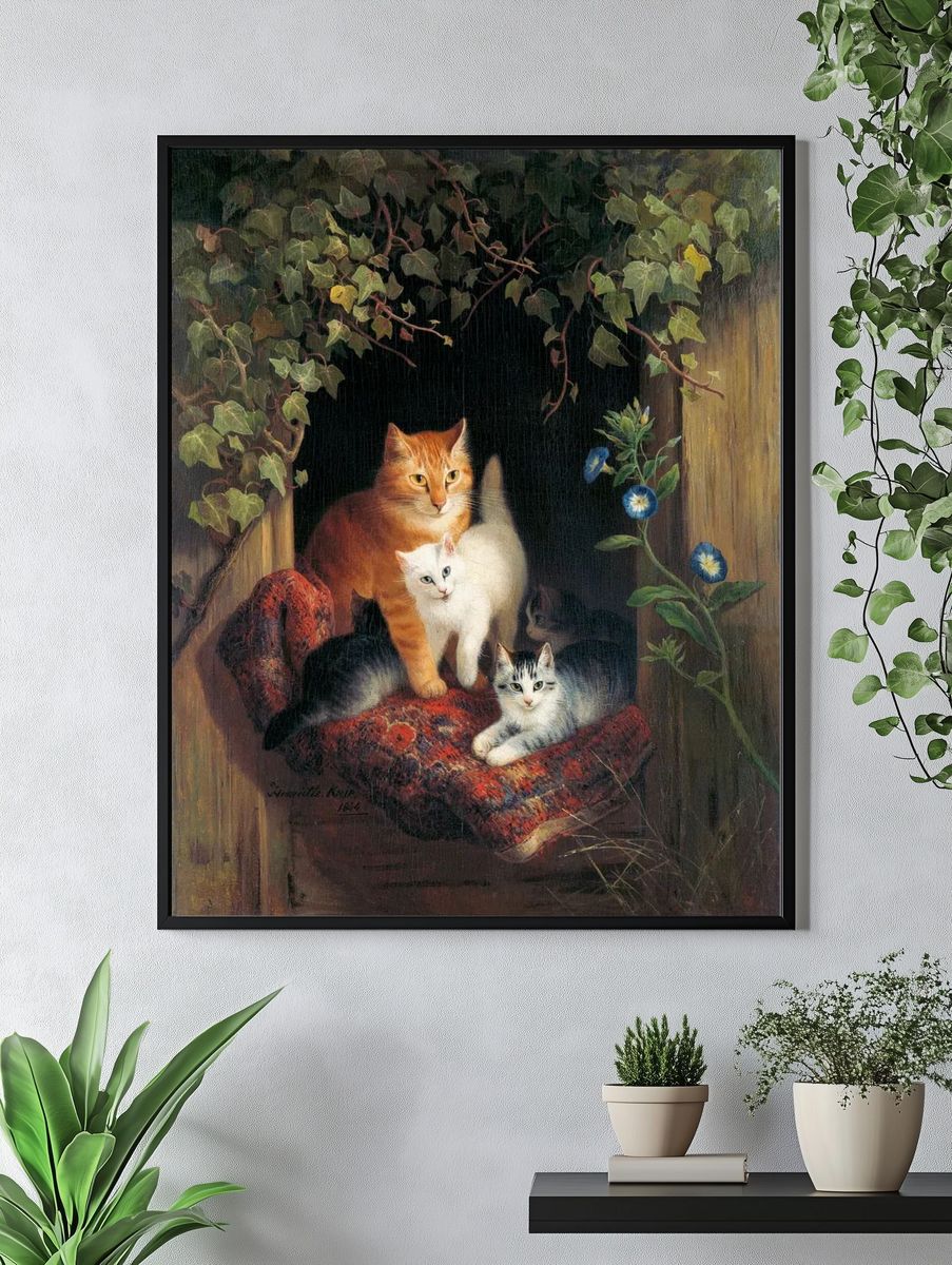 Cat Kittens (1844) painting high. — room view 4