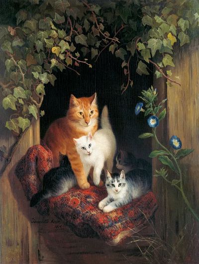Cat Kittens (1844) painting high. poster print