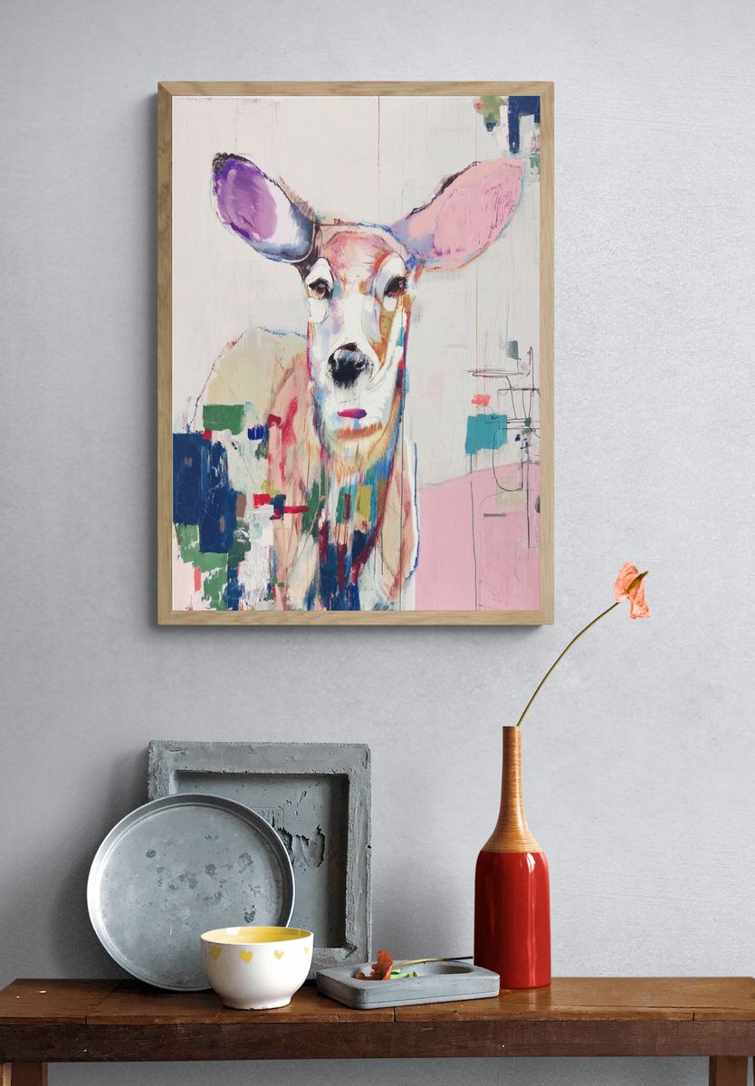 Pastel Deer Contemporary Print. — room view 3