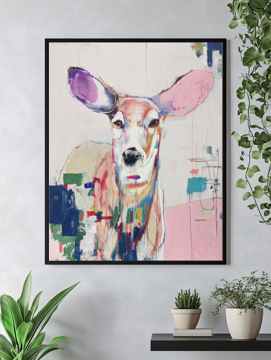 Pastel Deer Contemporary Print. — room view 4